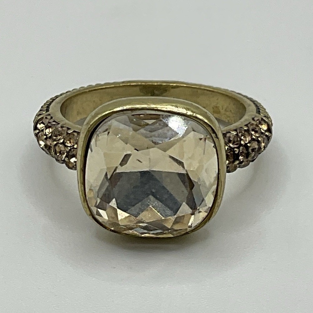 Heidi Daus Ring 8.25 Cushion Cut Light Champagne To Clear Crystals Party
